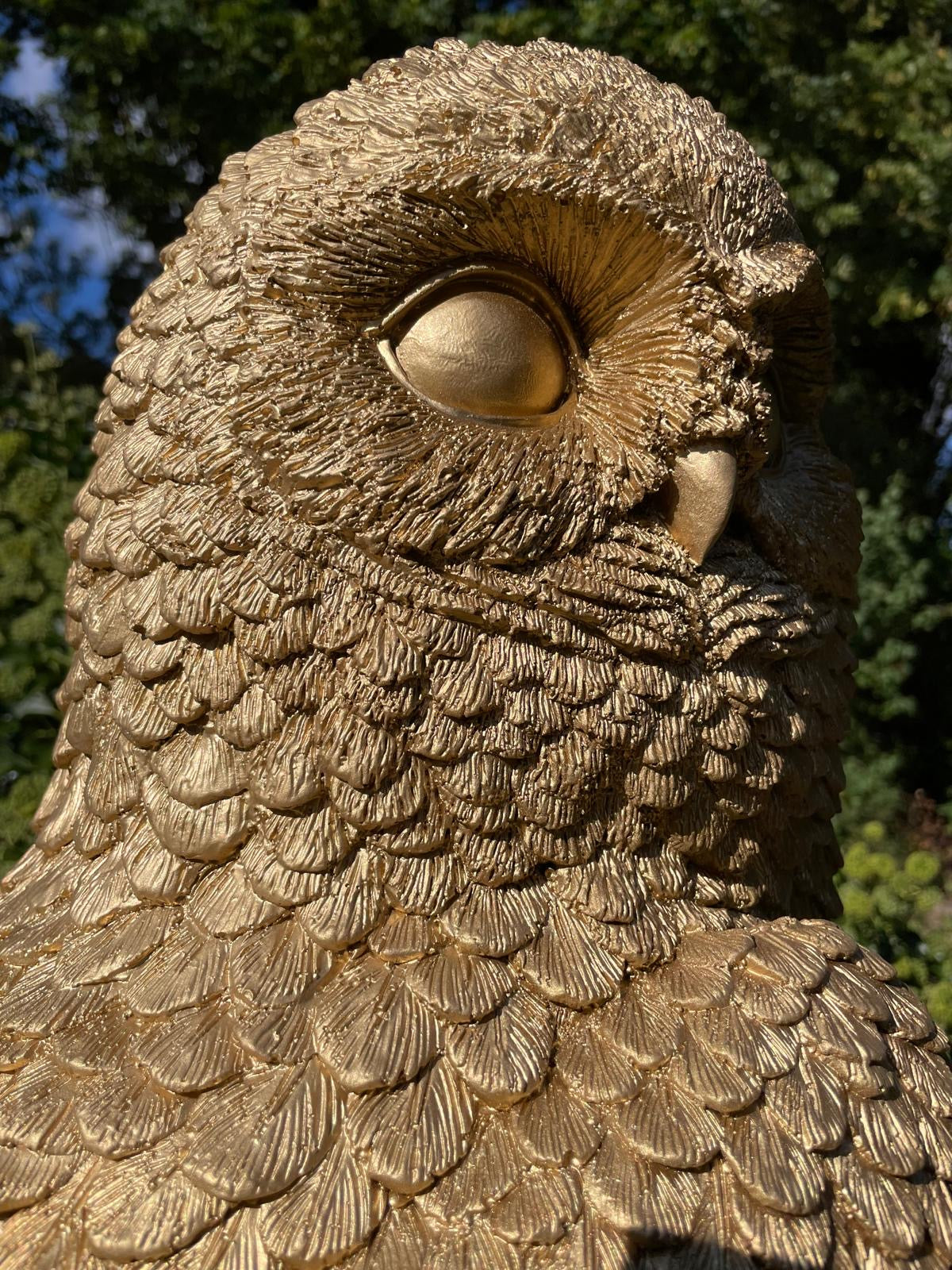 (Tuin)Beeld uil, goud, tuin, gazon, bos, 80cm