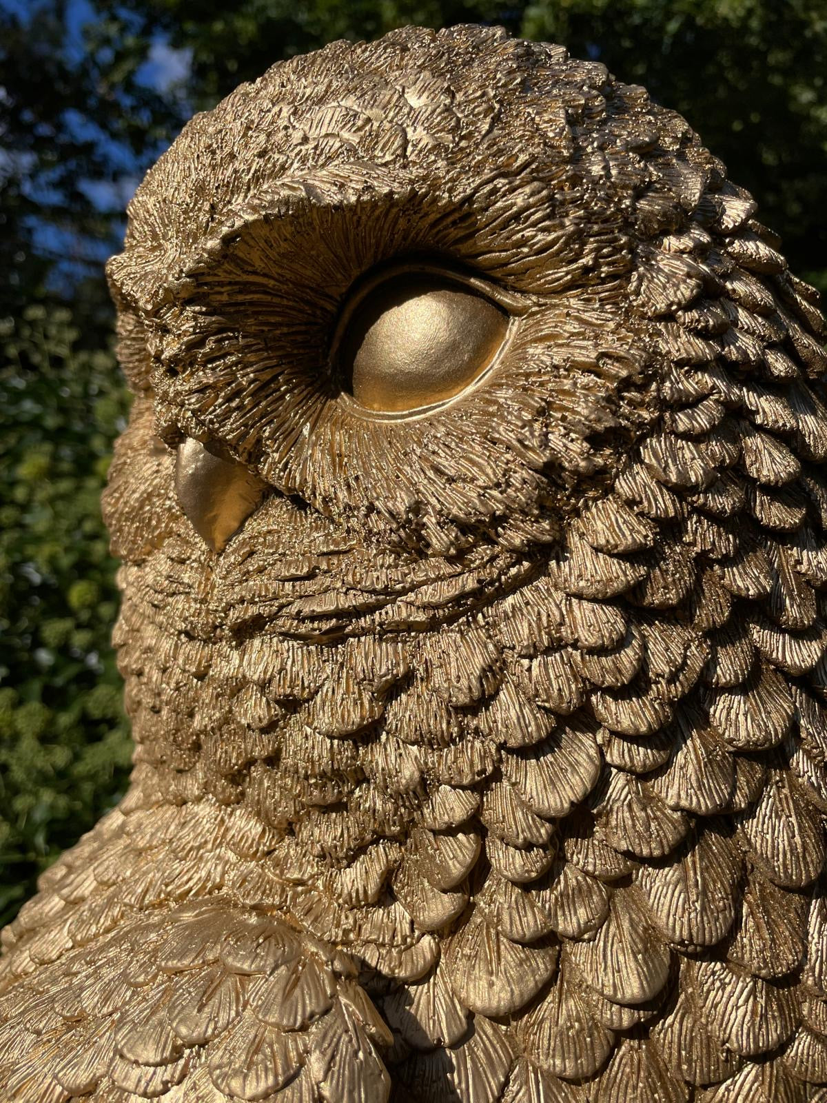(Tuin)Beeld uil, goud, tuin, gazon, bos, 80cm