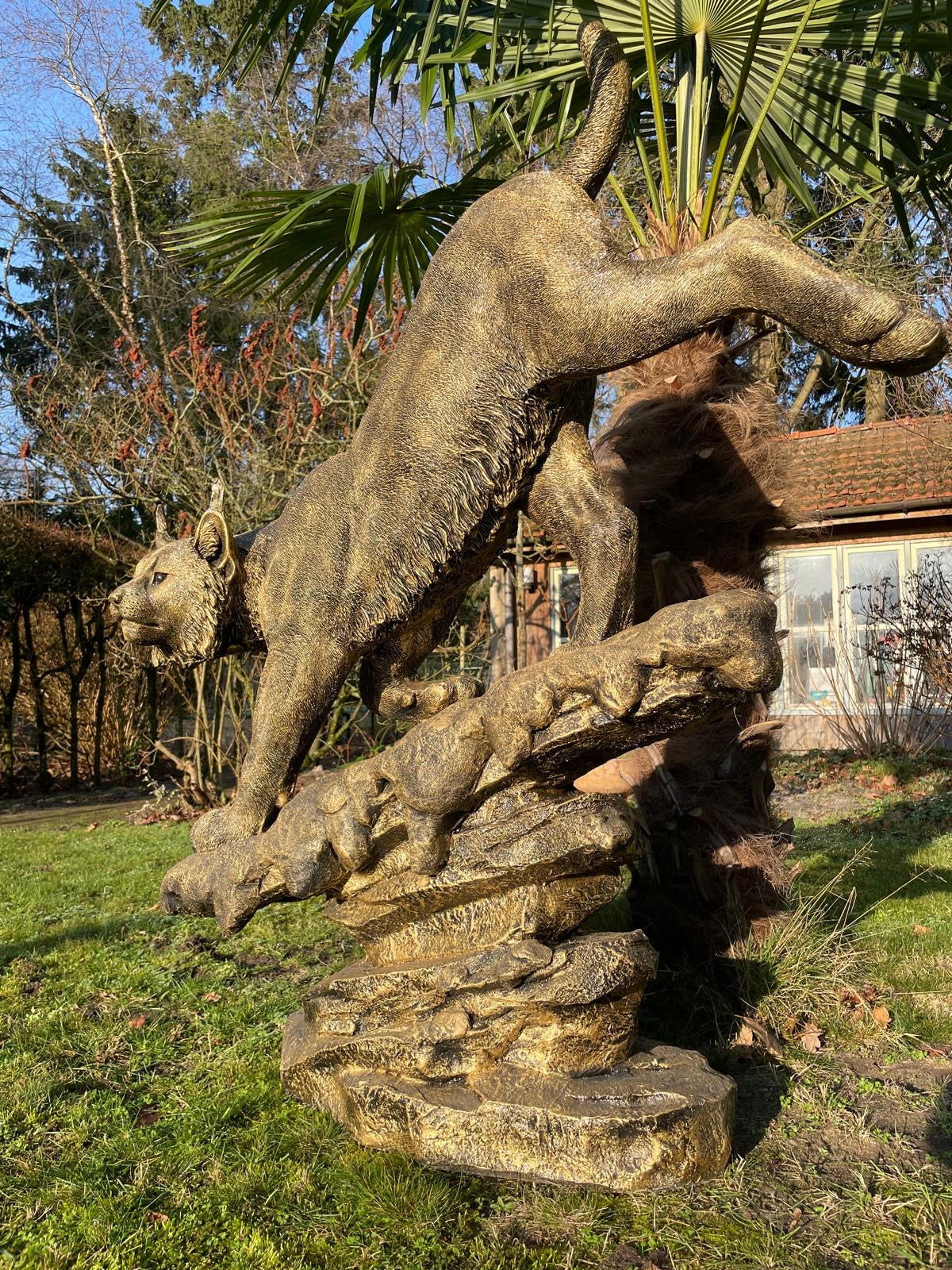 Beeld Lynx, tuin, zwembad, vijver 130cm
