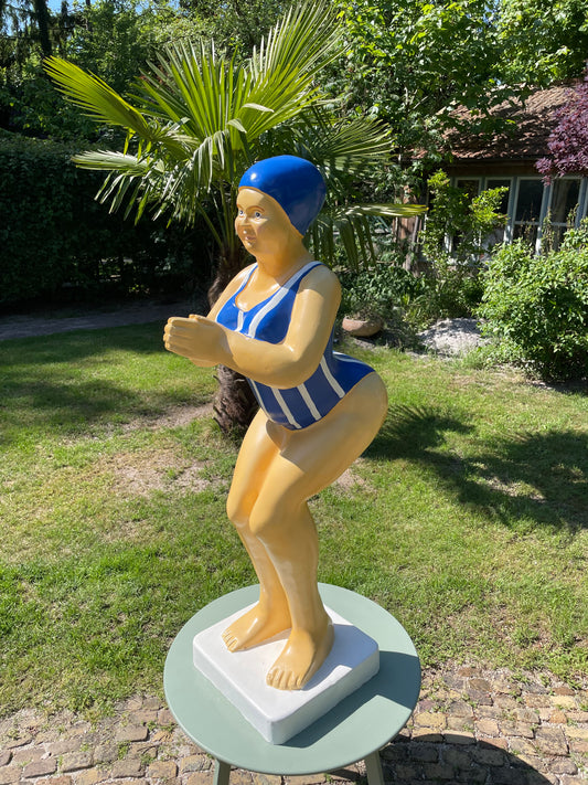 Duikende dame blauw jacuzzi tuin, zwembad, vijver 115cm