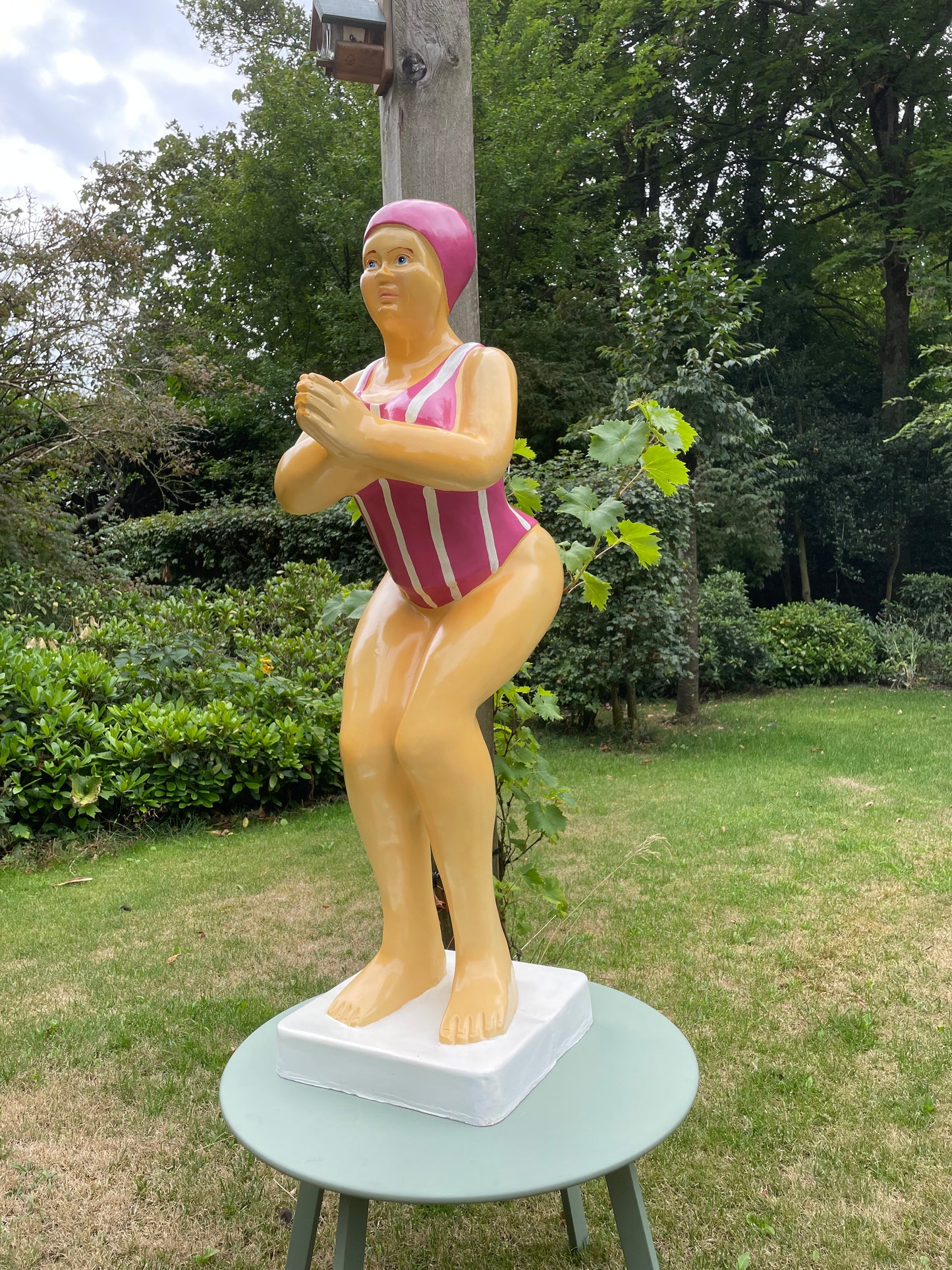 Duikende dame Oud roze streep jacuzzi tuin, zwembad, vijver 115cm