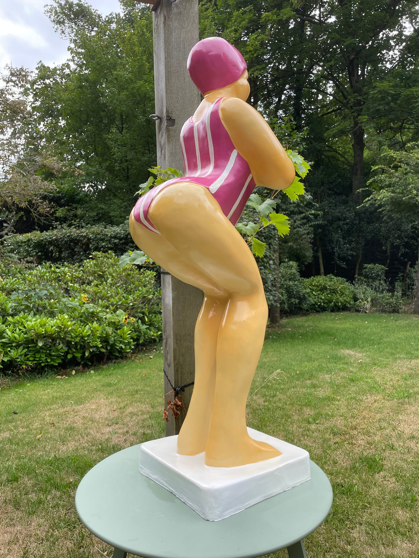 Duikende dame Oud roze streep jacuzzi tuin, zwembad, vijver 115cm