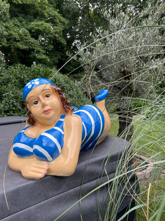 Duikende dame liggend blauw jacuzzi tuin, zwembad, vijver 80cm