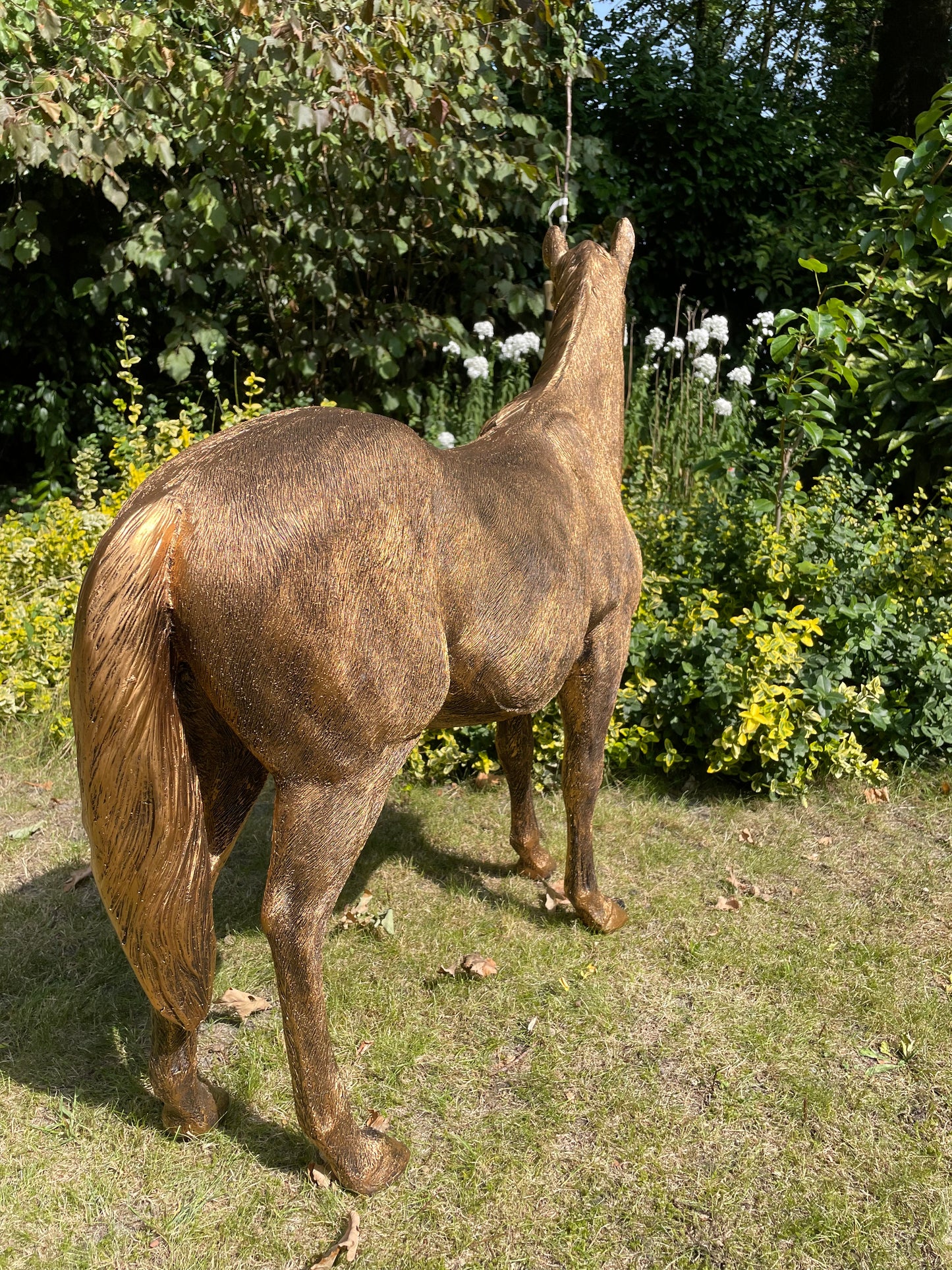 Beeld Paard, goud, tuin, pony, rijles, manege, 140cm