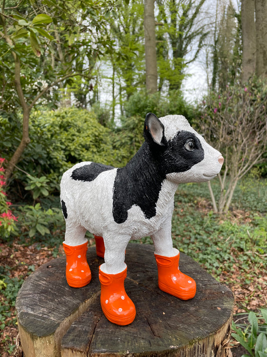 Kalfje laarsjes, boerderij, tuin, oranje 30cm