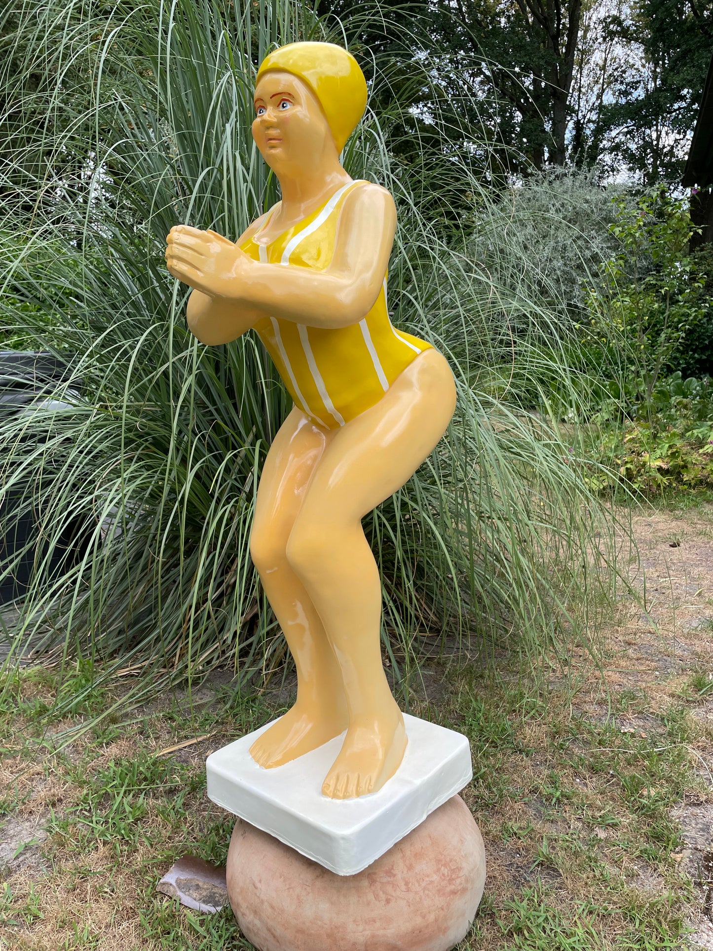Duikende dame Geel jacuzzi tuin, zwembad, vijver 115cm