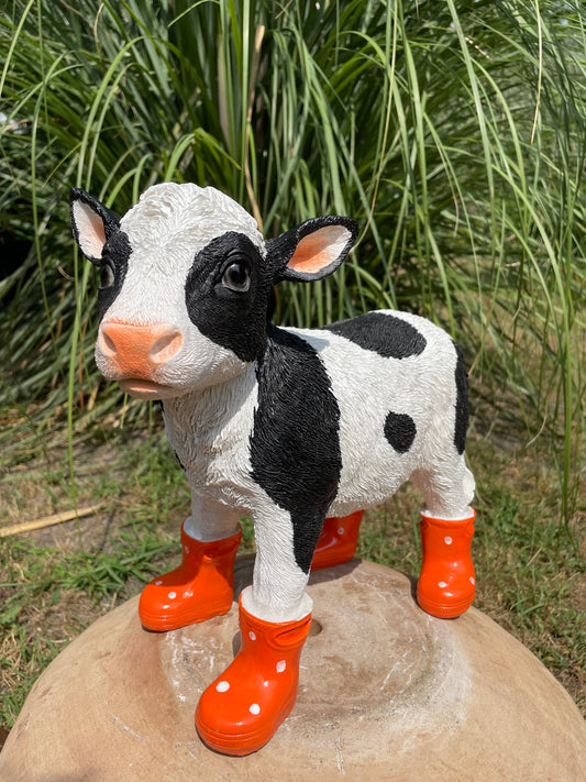 Kalfje laarsjes, boerderij, tuin, oranje 30cm