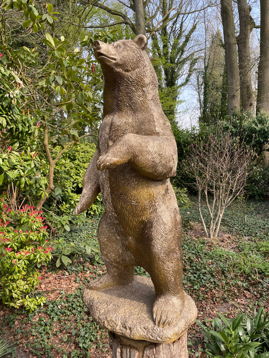 Beeld Beer, goud, tuin, gazon, manege, 120cm