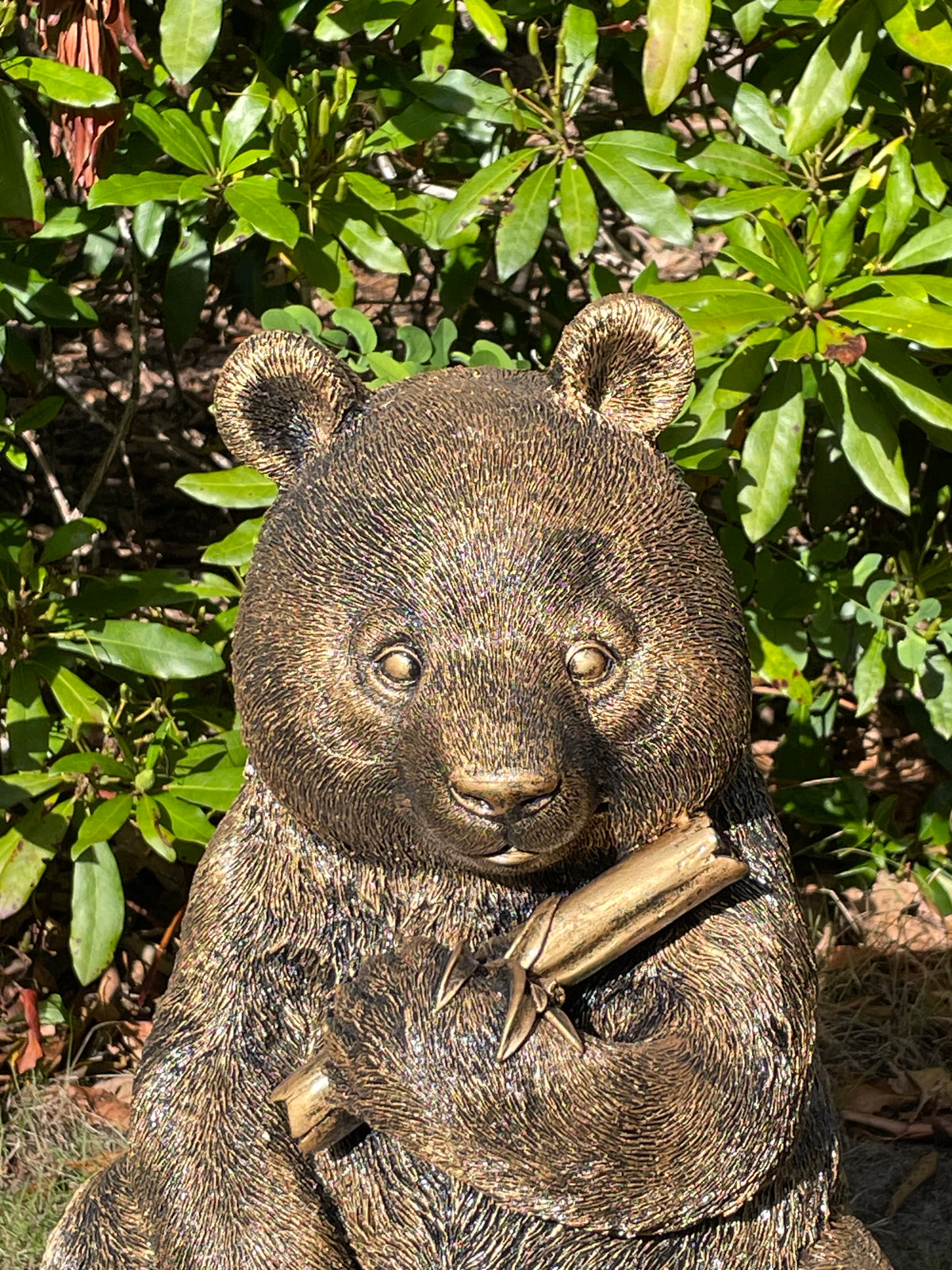 Pandabeer bamboe antiek goud, tuin, zwembad, vijver 40cm