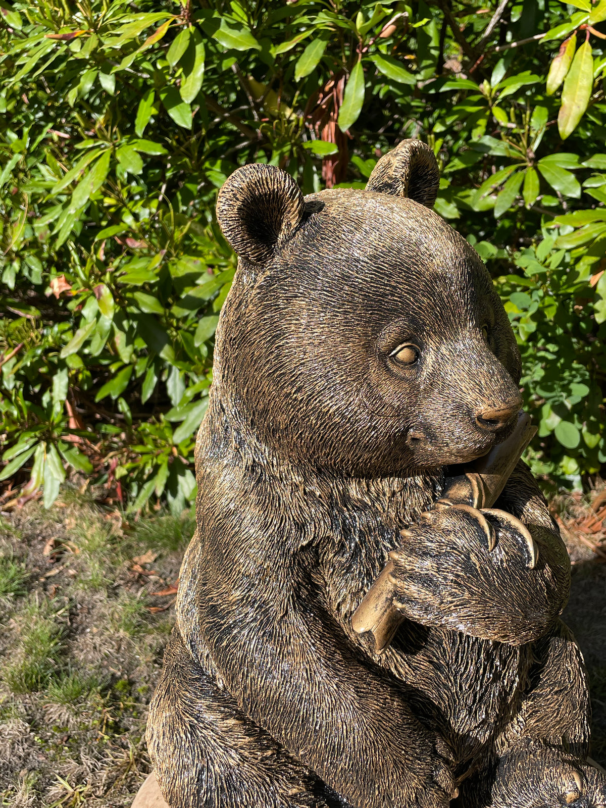 Pandabeer bamboe antiek goud, tuin, zwembad, vijver 40cm
