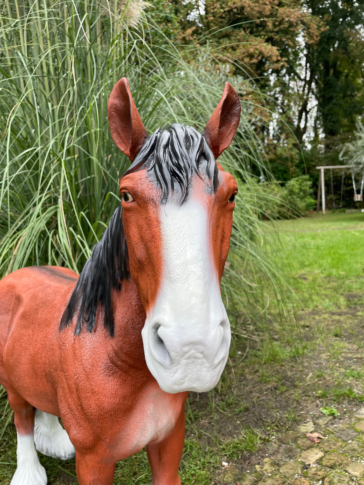 (tuin)beeld trekpaard tuin, paard, boerderij 110cm