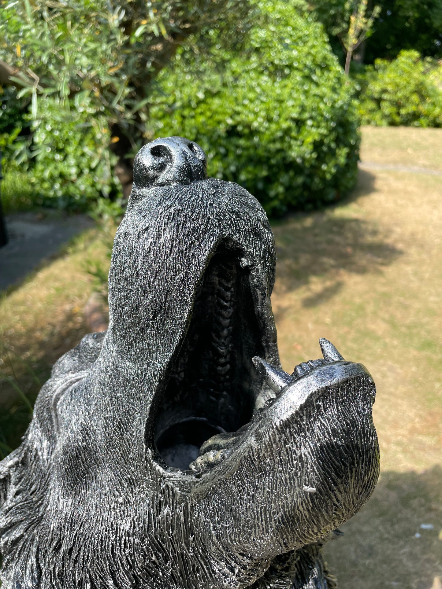 Tuinbeeld Wolf zilver Dierenbeeld, 120 cm
