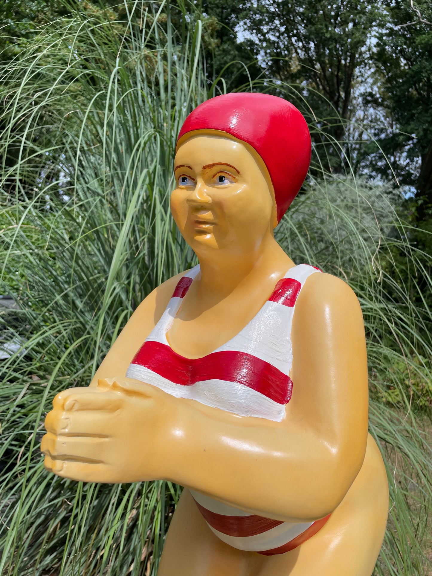 Duikende dame rood wit vert  jacuzzi tuin, zwembad, vijver 115cm