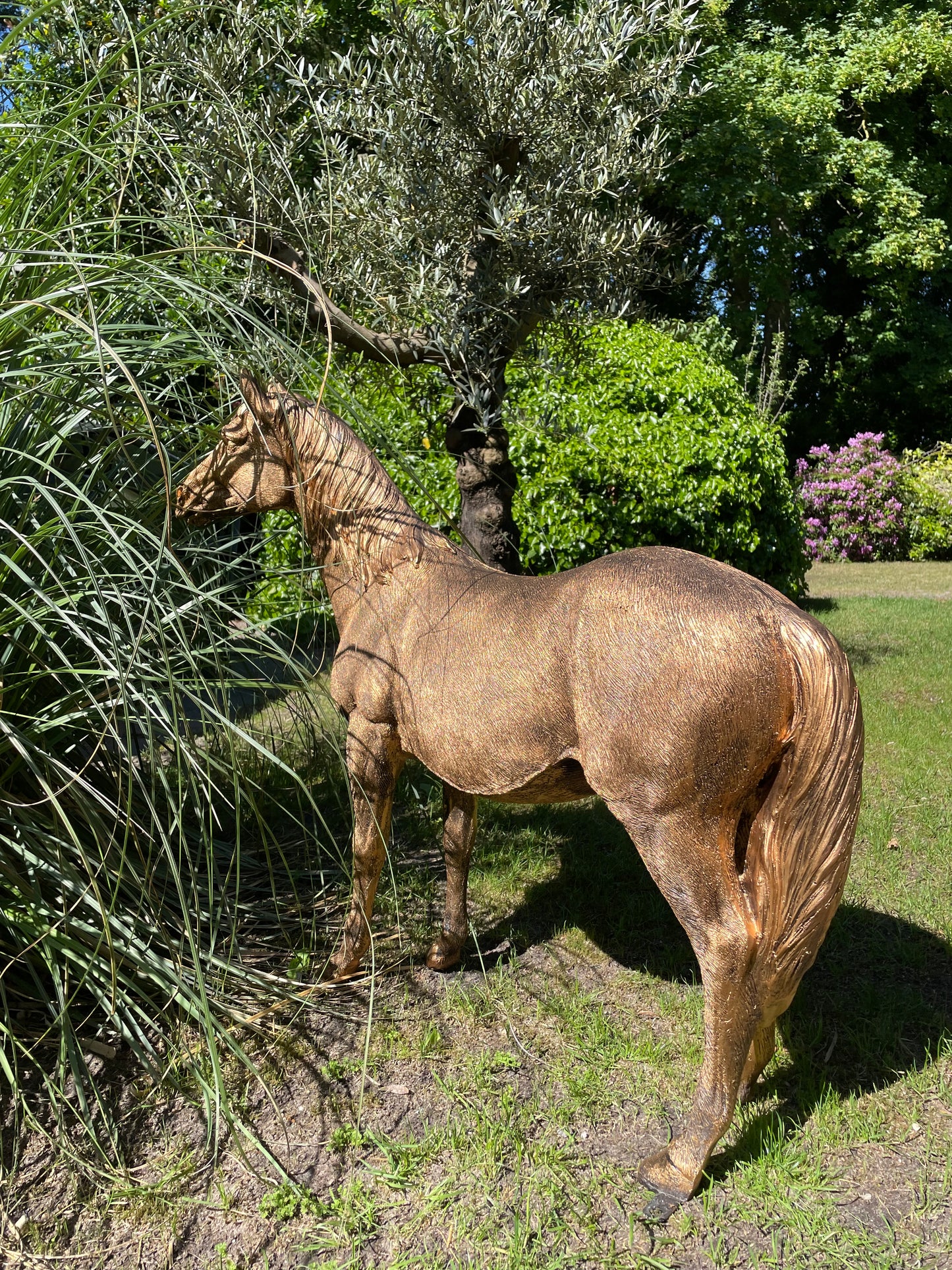 Beeld Paard, goud, tuin, pony, rijles, manege, 100cm