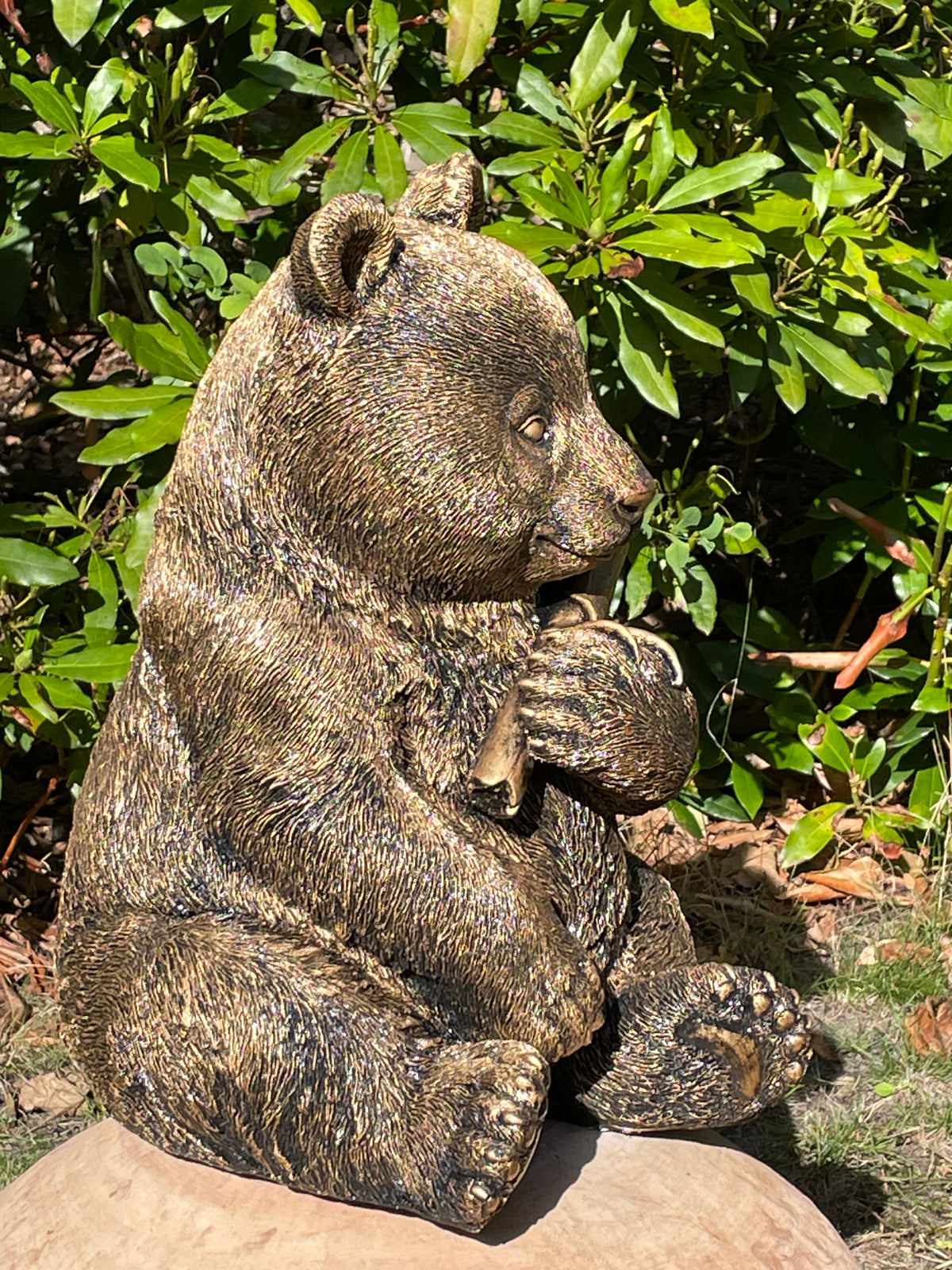 Pandabeer bamboe antiek goud, tuin, zwembad, vijver 40cm
