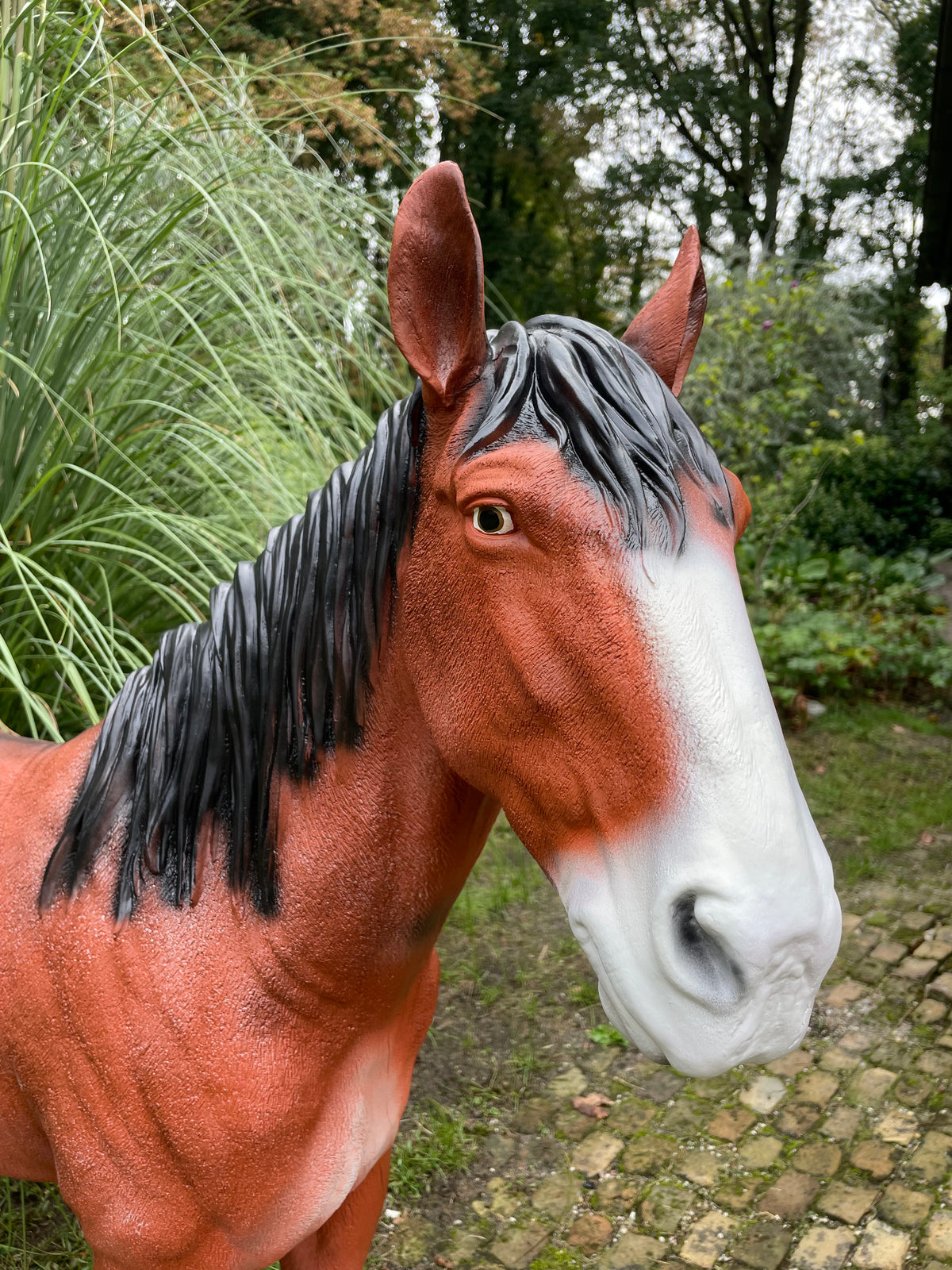 (tuin)beeld trekpaard tuin, paard, boerderij 110cm