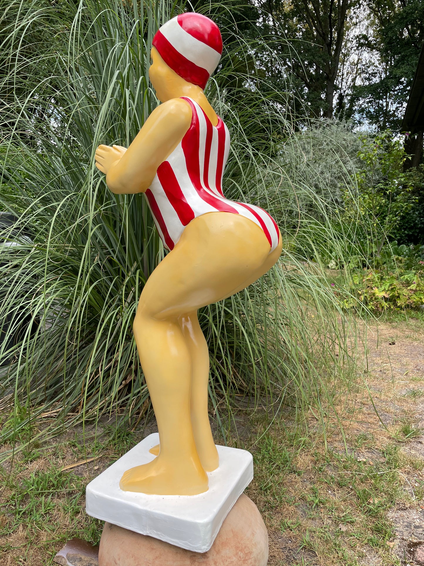 Duikende dame rood-wit vert jacuzzi tuin, zwembad, vijver 115cm