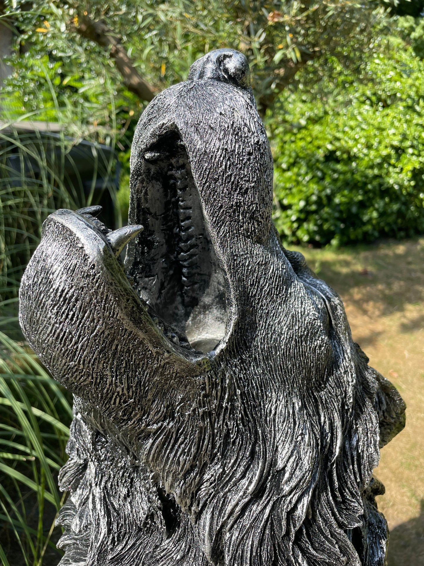 Tuinbeeld Wolf zilver Dierenbeeld, 120 cm