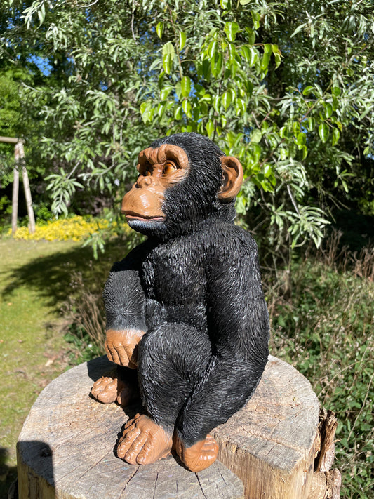Beeld baby aapje knie , tuin, babykamer, dieren 30cm