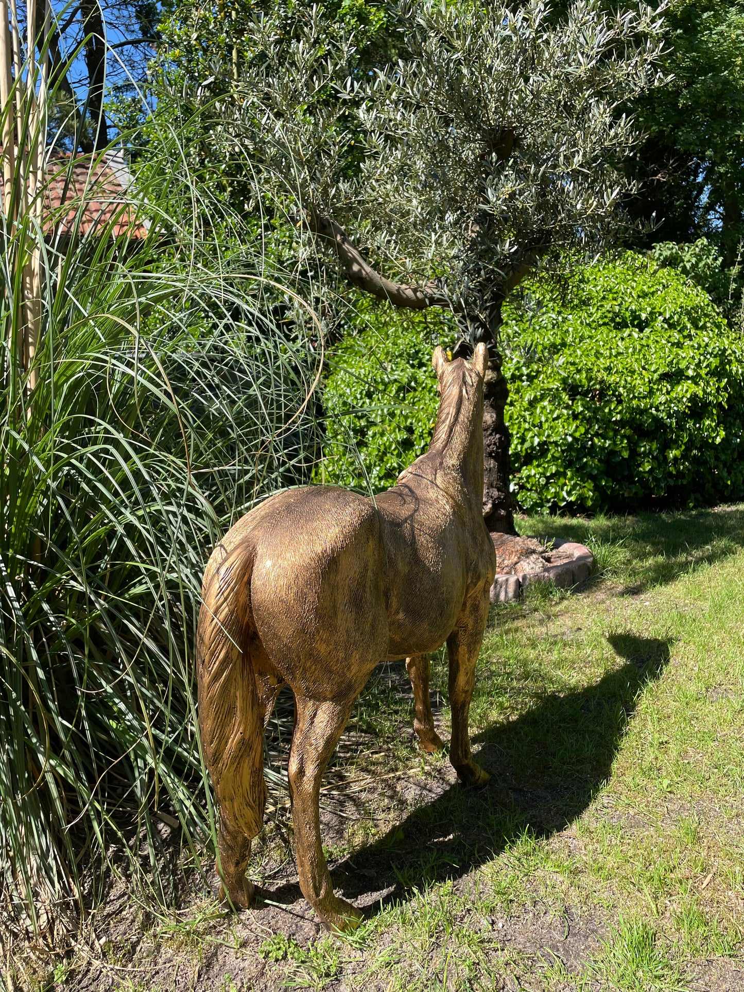 Beeld Paard, goud, tuin, pony, rijles, manege, 100cm