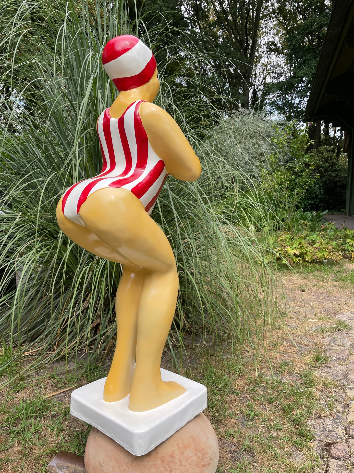 Duikende dame rood-wit vert jacuzzi tuin, zwembad, vijver 115cm