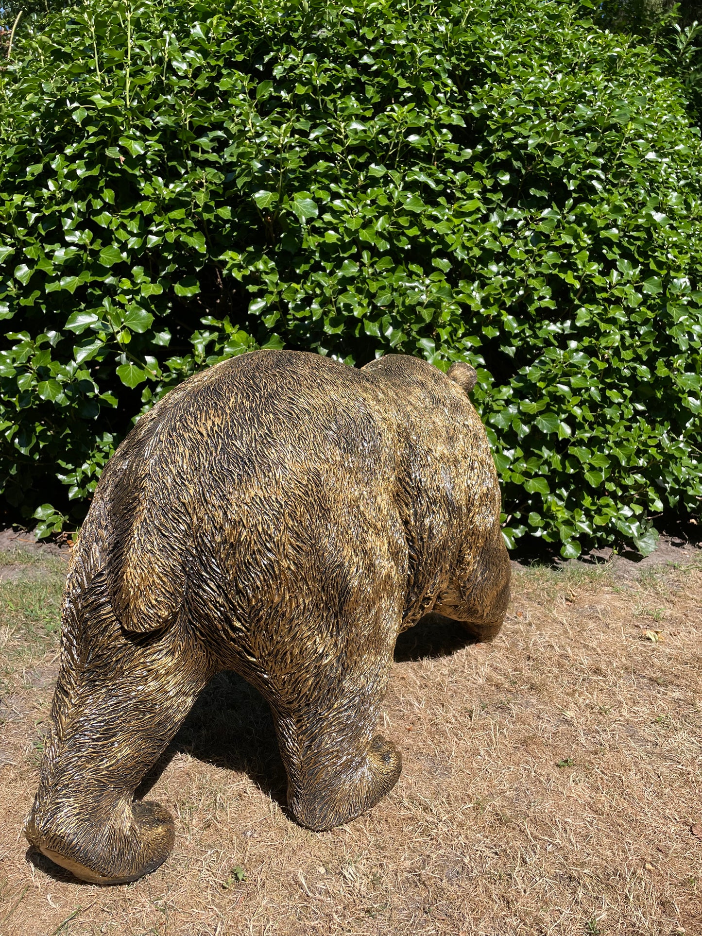 Grizzlybeer lopend brons, vijver, gazon, dierentuin, 110cm