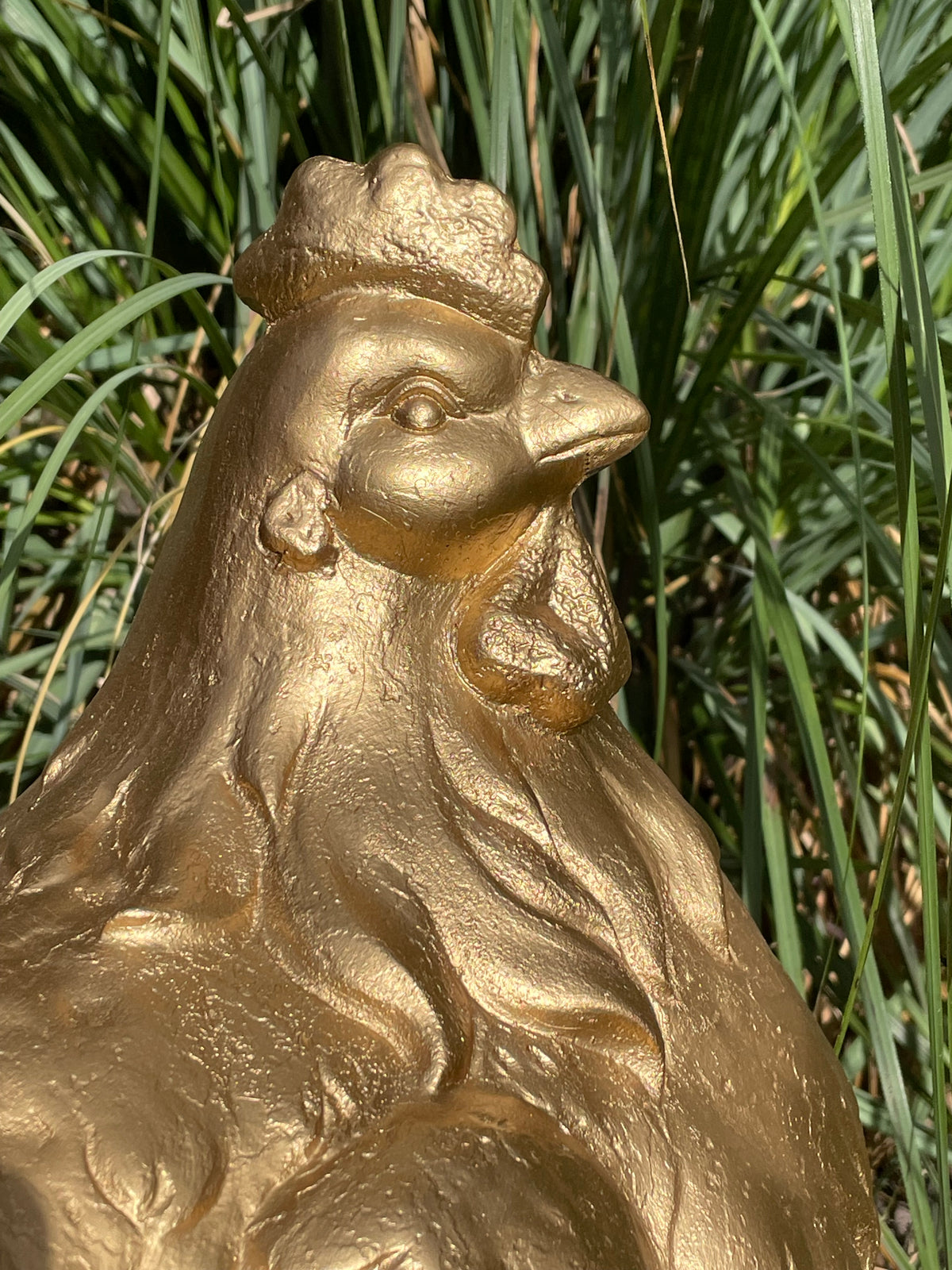 (tuin)beeld gouden kip, boerderij 40cm