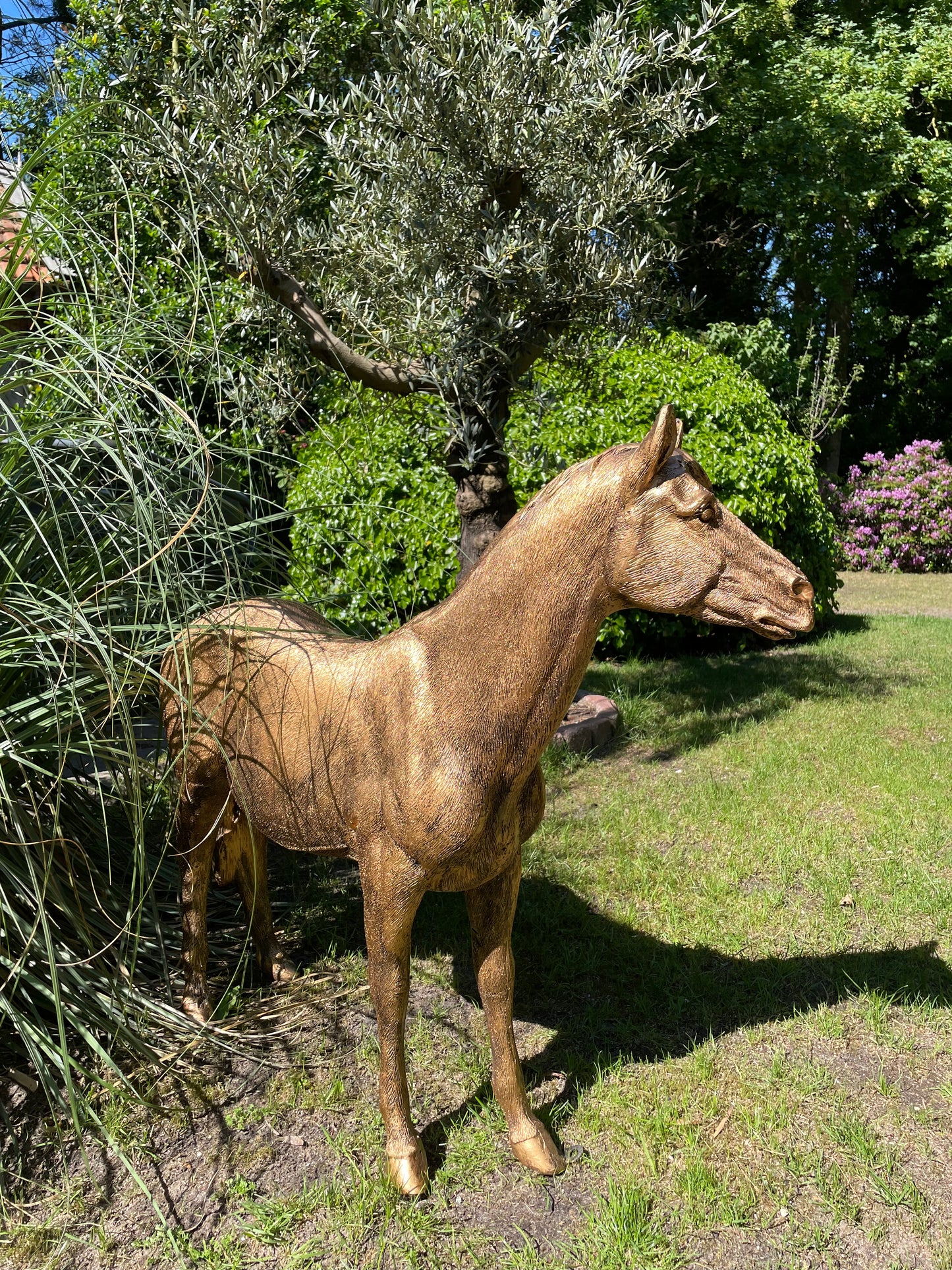 Beeld Paard, goud, tuin, pony, rijles, manege, 100cm