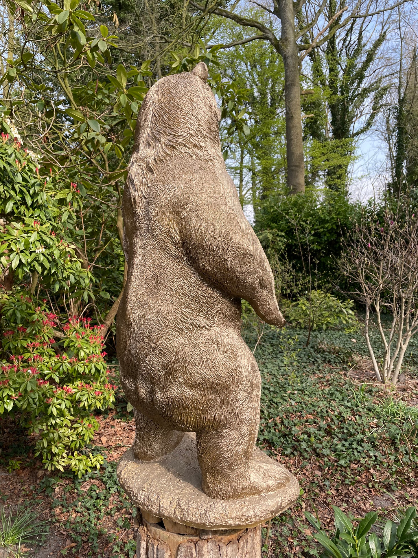 Beeld Beer, goud, tuin, gazon, manege, 120cm