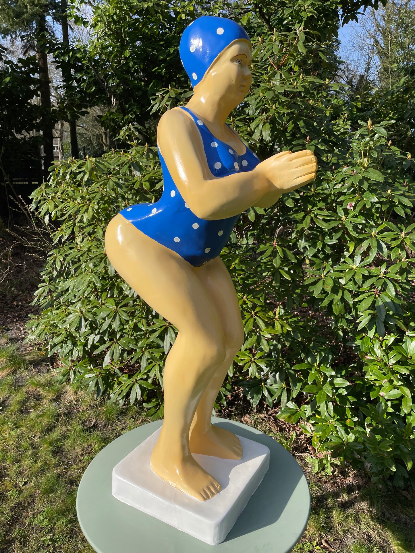 Duikende dame Blauw bolletje jacuzzi tuin, zwembad, vijver 115cm