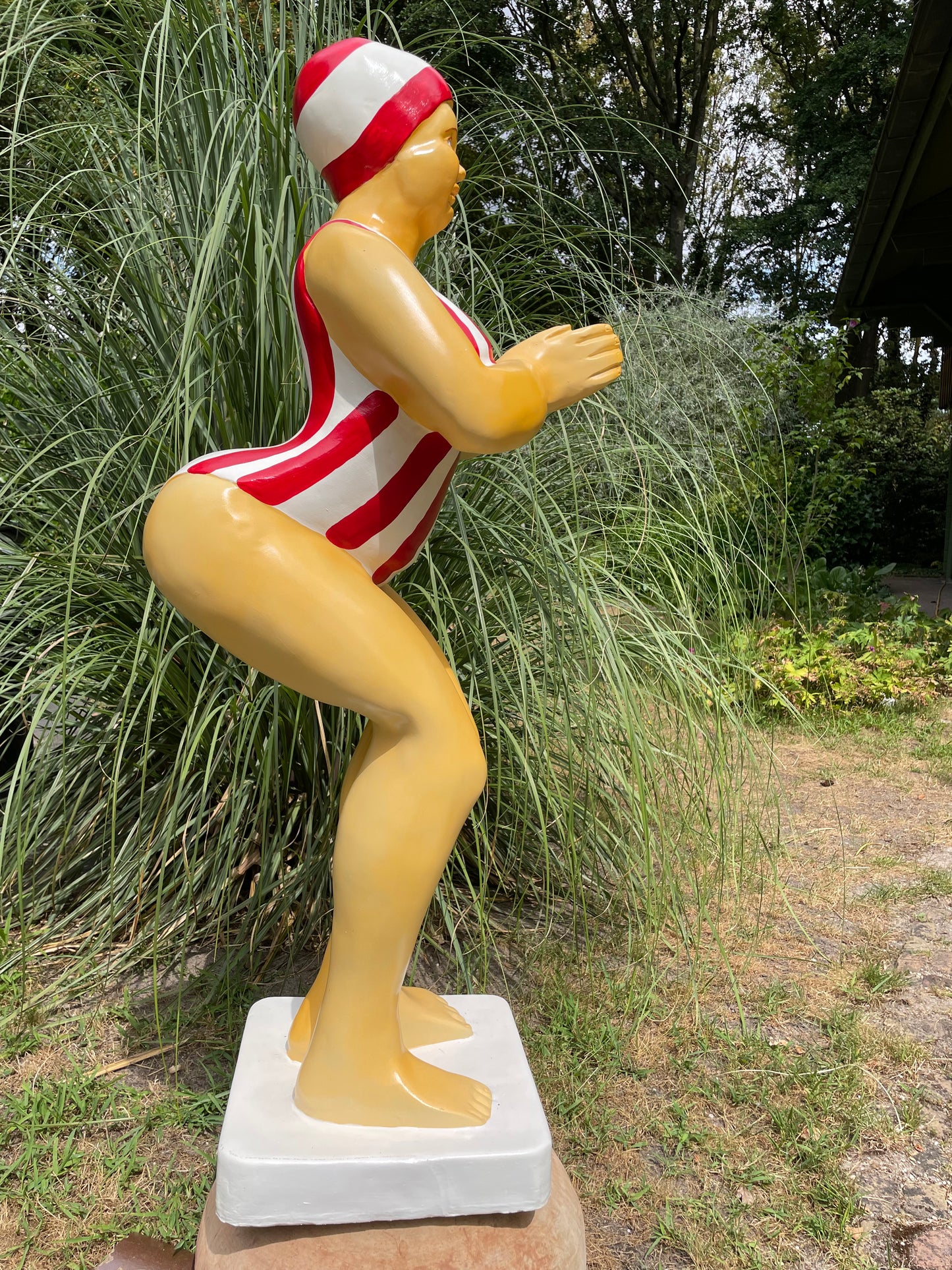 Duikende dame rood-wit vert jacuzzi tuin, zwembad, vijver 115cm