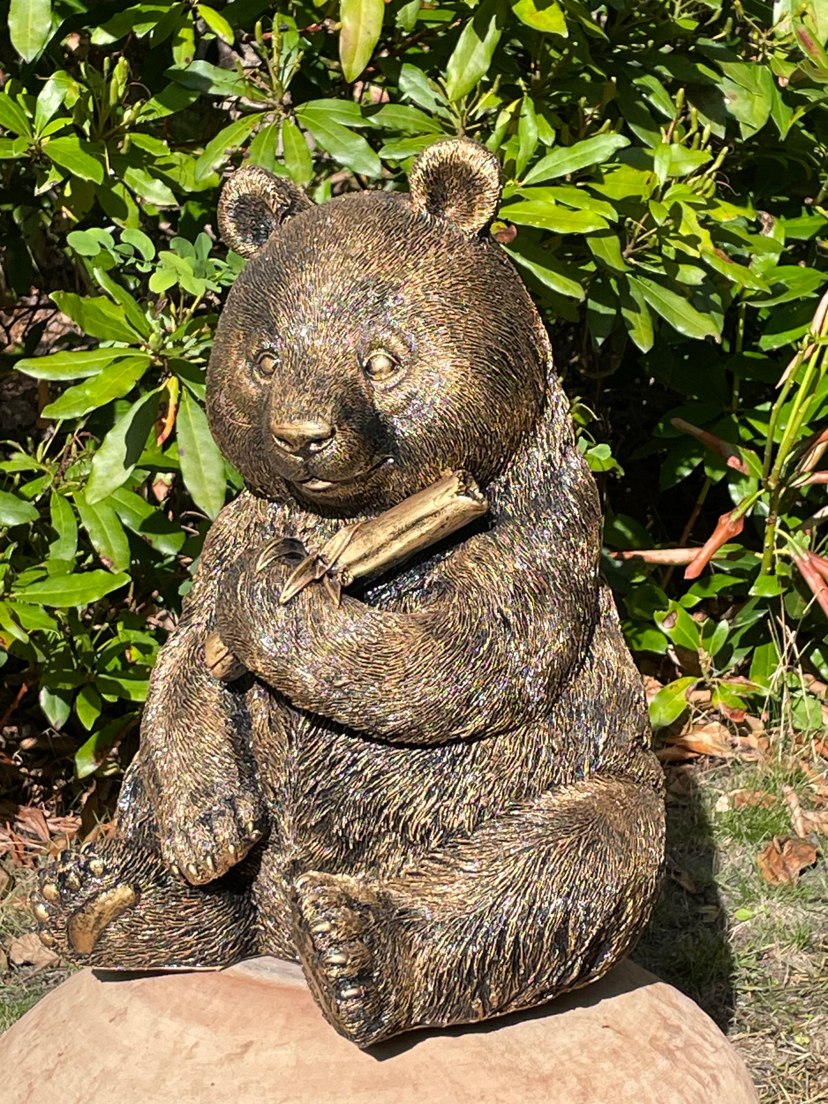 Pandabeer bamboe antiek goud, tuin, zwembad, vijver 40cm