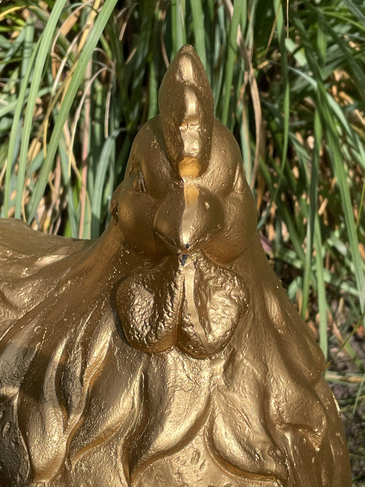 (tuin)beeld gouden kip, boerderij 40cm