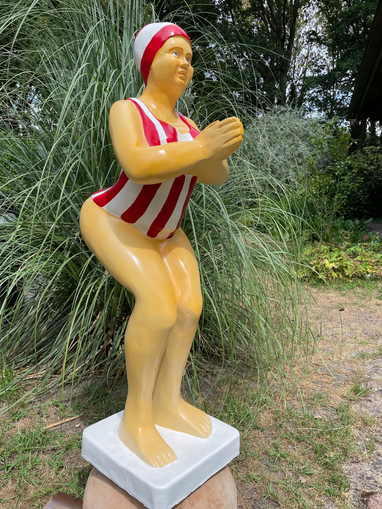 Duikende dame rood-wit vert jacuzzi tuin, zwembad, vijver 115cm