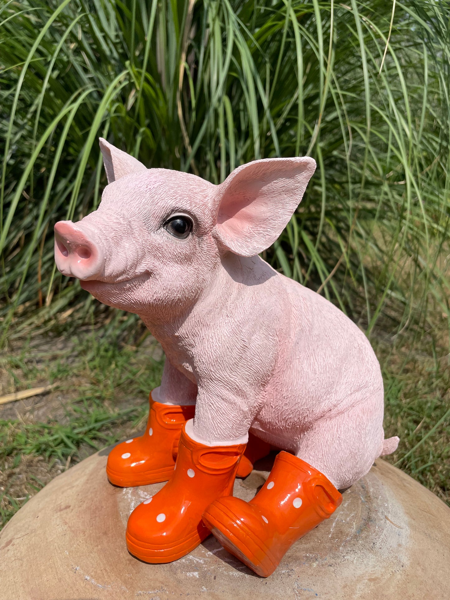 Varken laarsjes zittend, kinder, babykamer Oranje 25cm