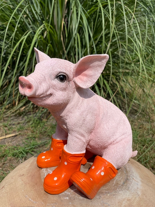 Varken laarsjes zittend, kinder, babykamer Oranje 25cm