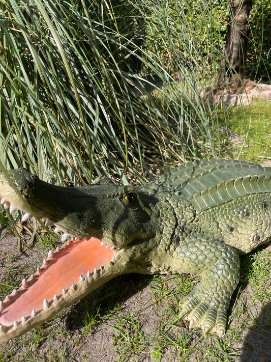 Beeld krokodil, Groen, zwembad, vijver, boerderij 100cm