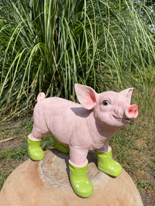 Varken laarsjes staand, kinder, babykamer groen 35cm