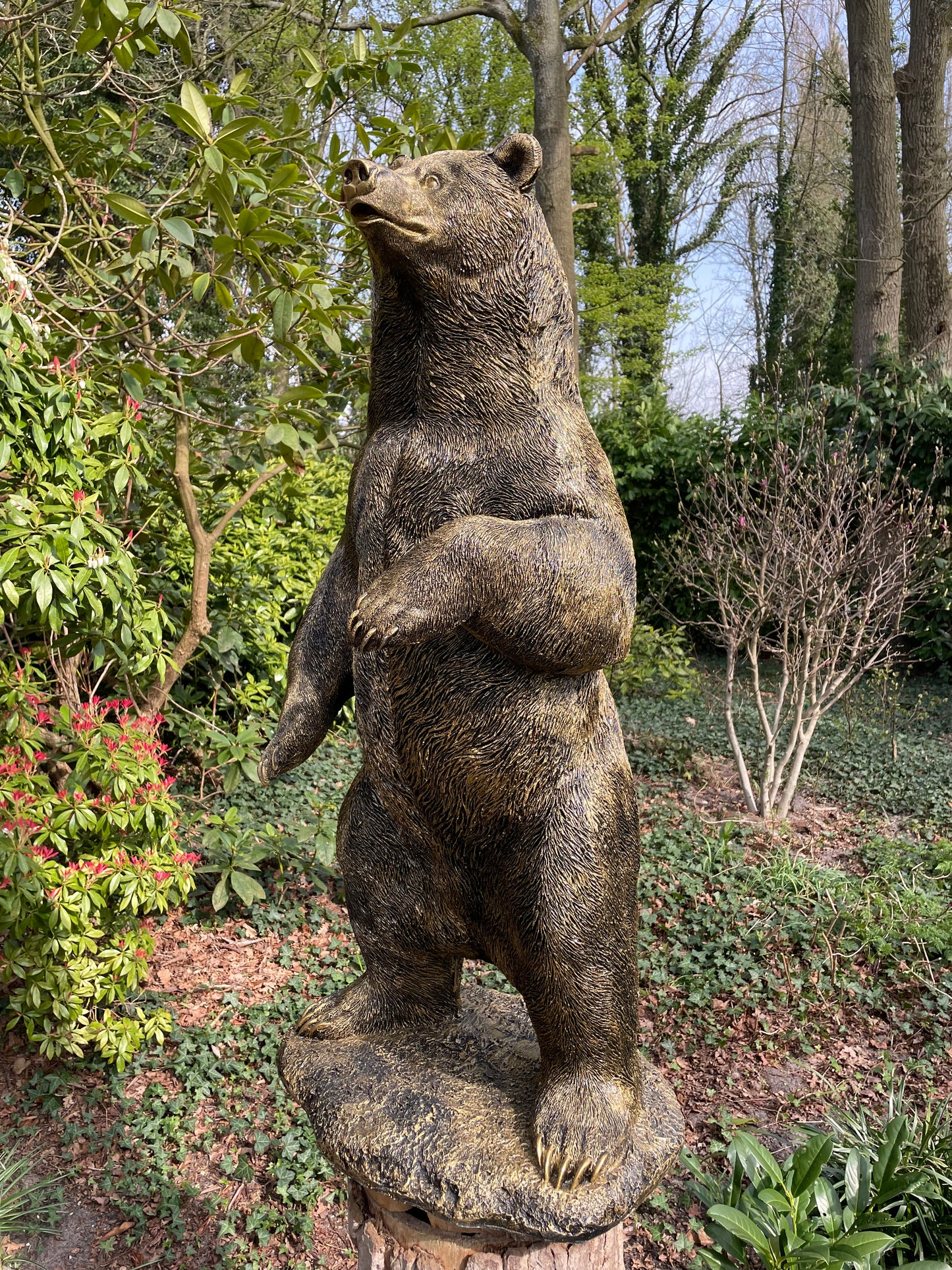 Beeld Beer, Antiek goud, tuin, gazon, manege, 120cm