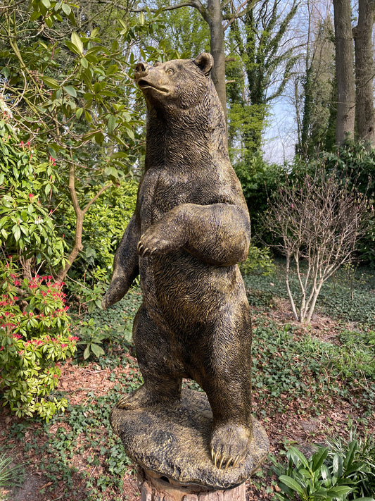 Beeld Beer, Antiek goud, tuin, gazon, manege, 120cm
