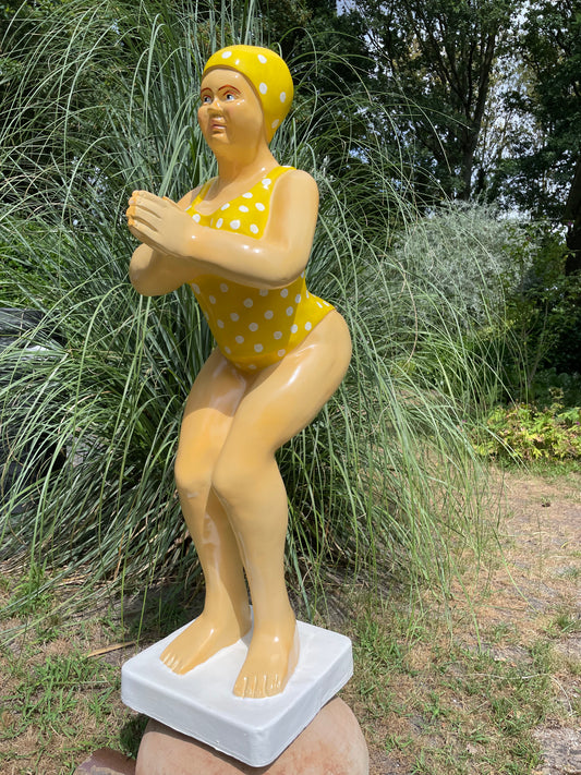 Duikende dame geel bolletje jacuzzi tuin, zwembad, vijver 115cm