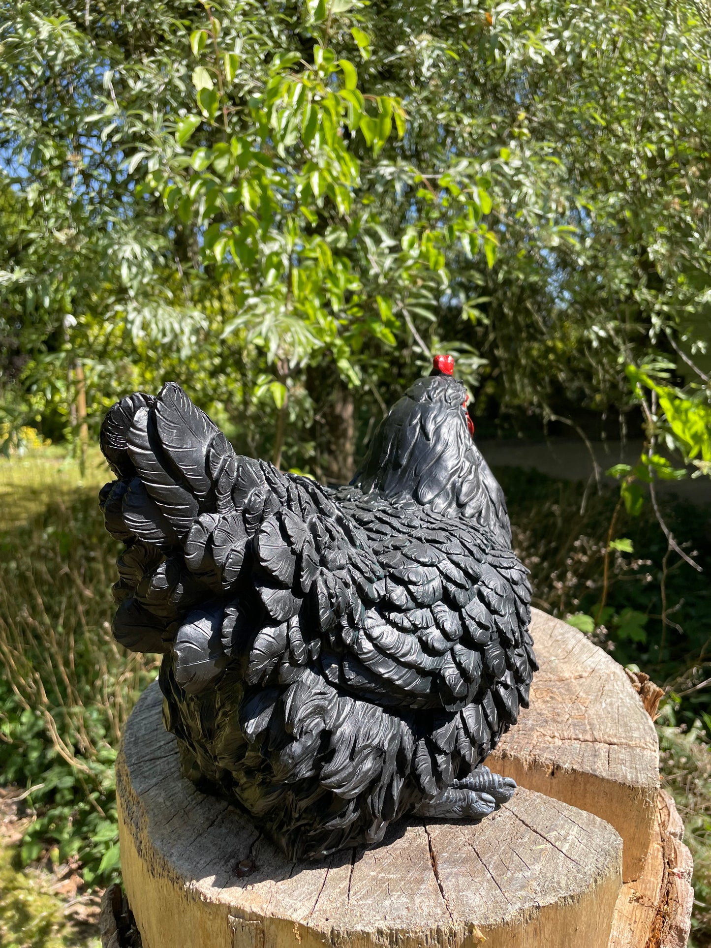 Beeld kip, zwart, tuin, vijver, gazon, boerderij 30cm