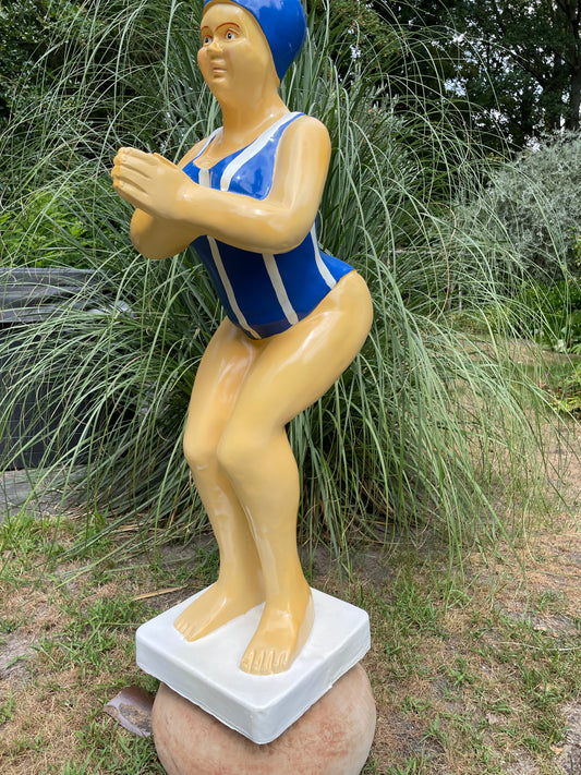 Duikende dame blauw jacuzzi tuin, zwembad, vijver 115cm