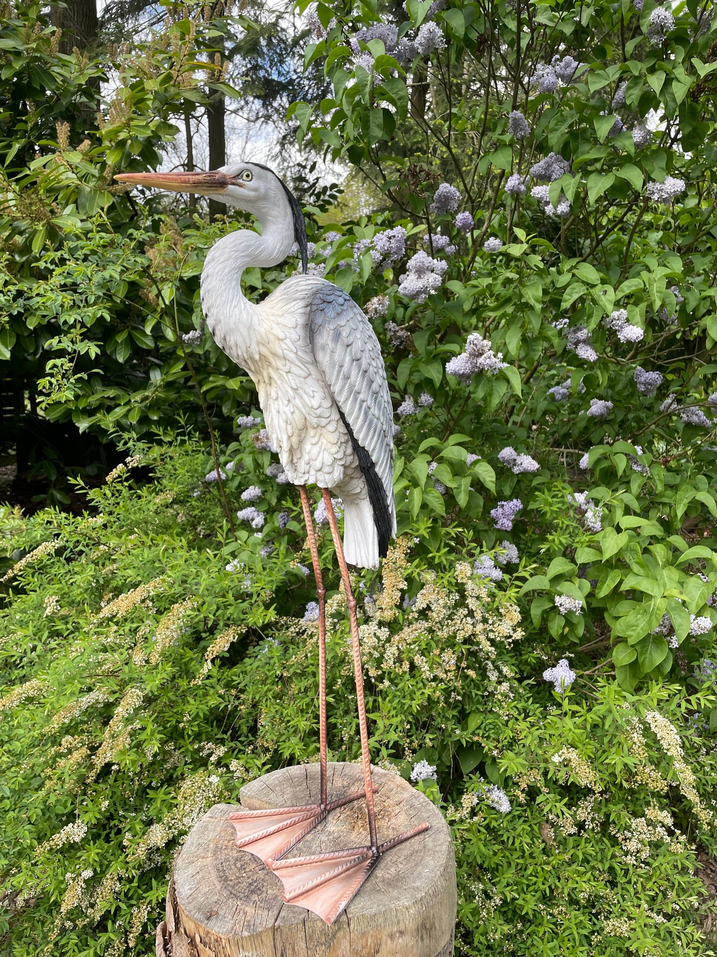 Beeld Reiger, gazon, tuin, vijver, dierentuin 80cm