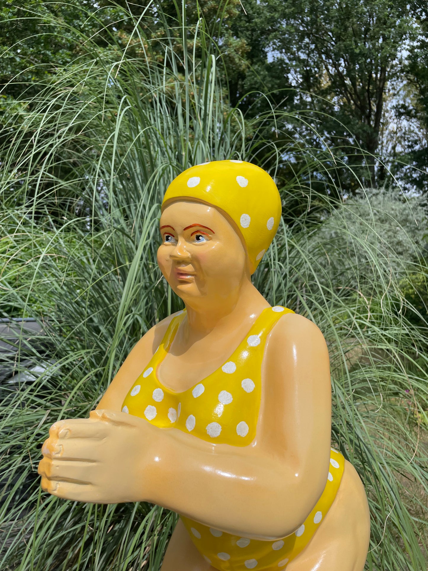 Duikende dame geel bolletje jacuzzi tuin, zwembad, vijver 115cm