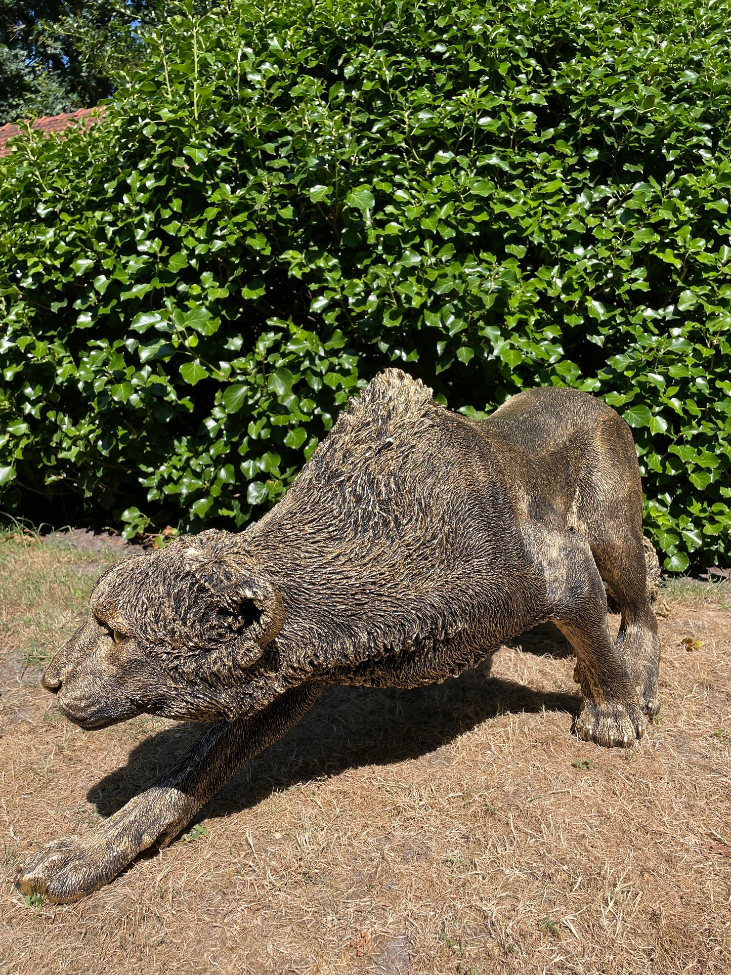 Panter sluipend antiek goud gazon, tuin, dierentuin, 125 cm