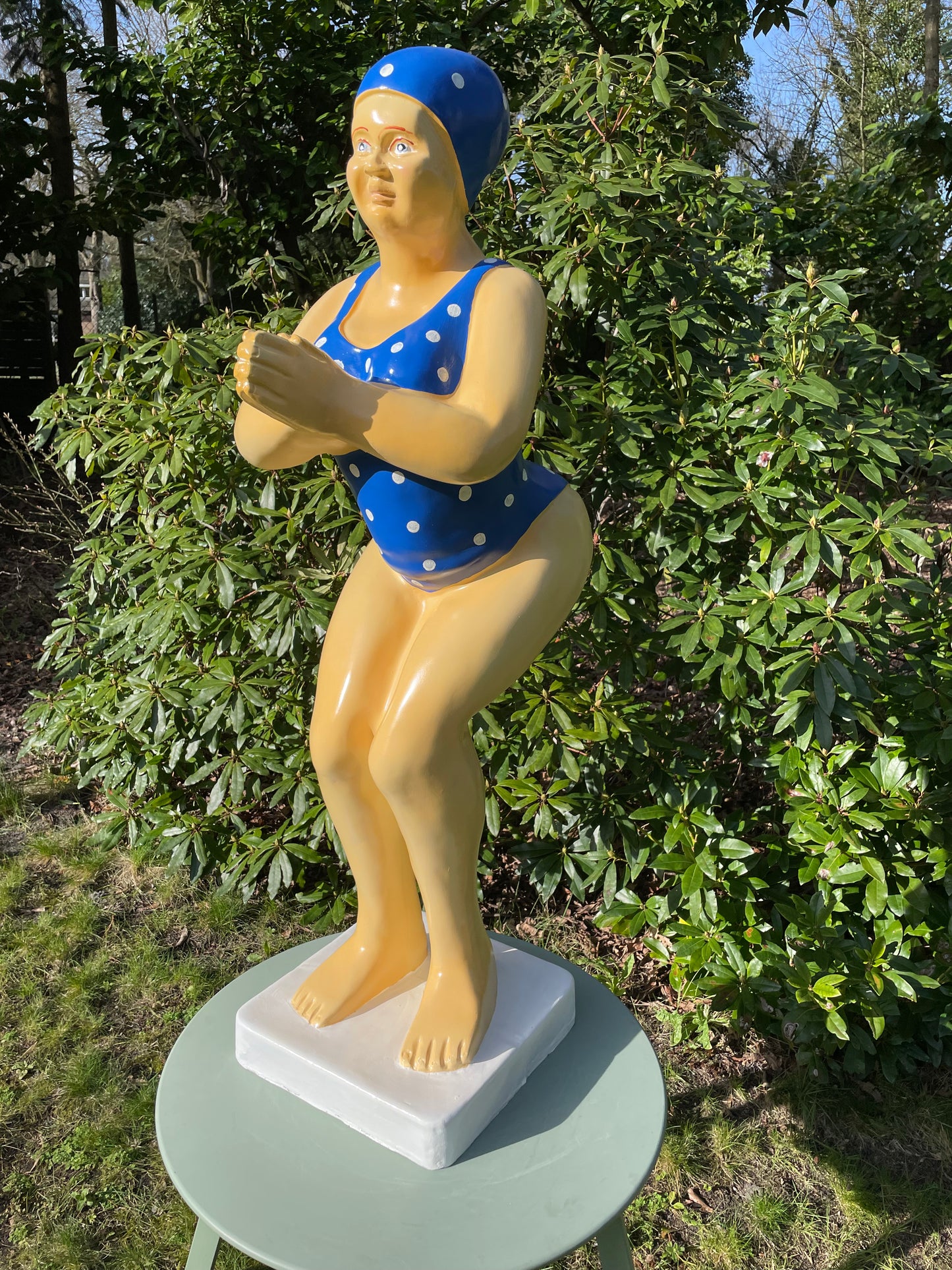 Duikende dame Blauw bolletje jacuzzi tuin, zwembad, vijver 115cm