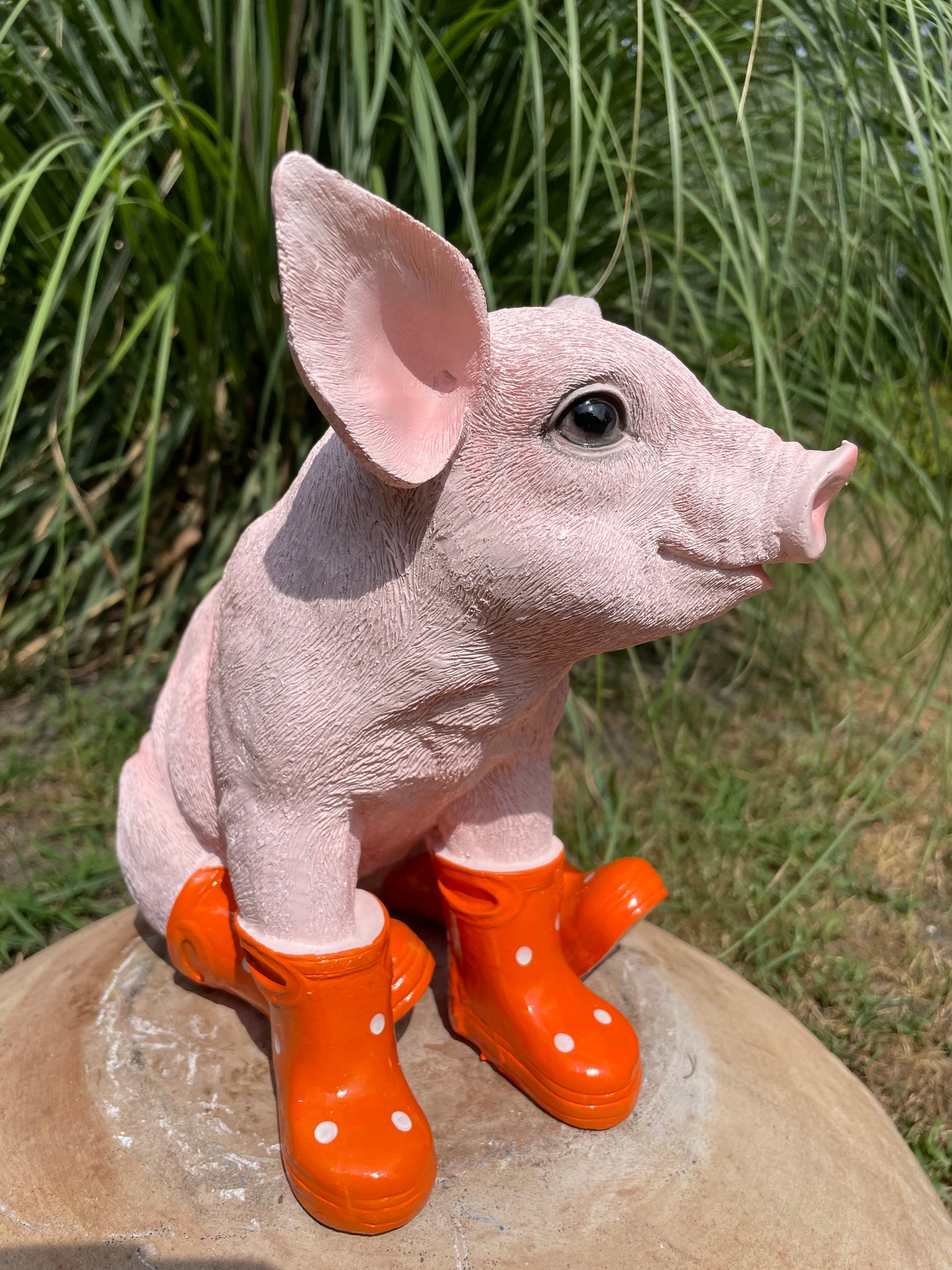 Varken laarsjes zittend, kinder, babykamer Oranje 25cm