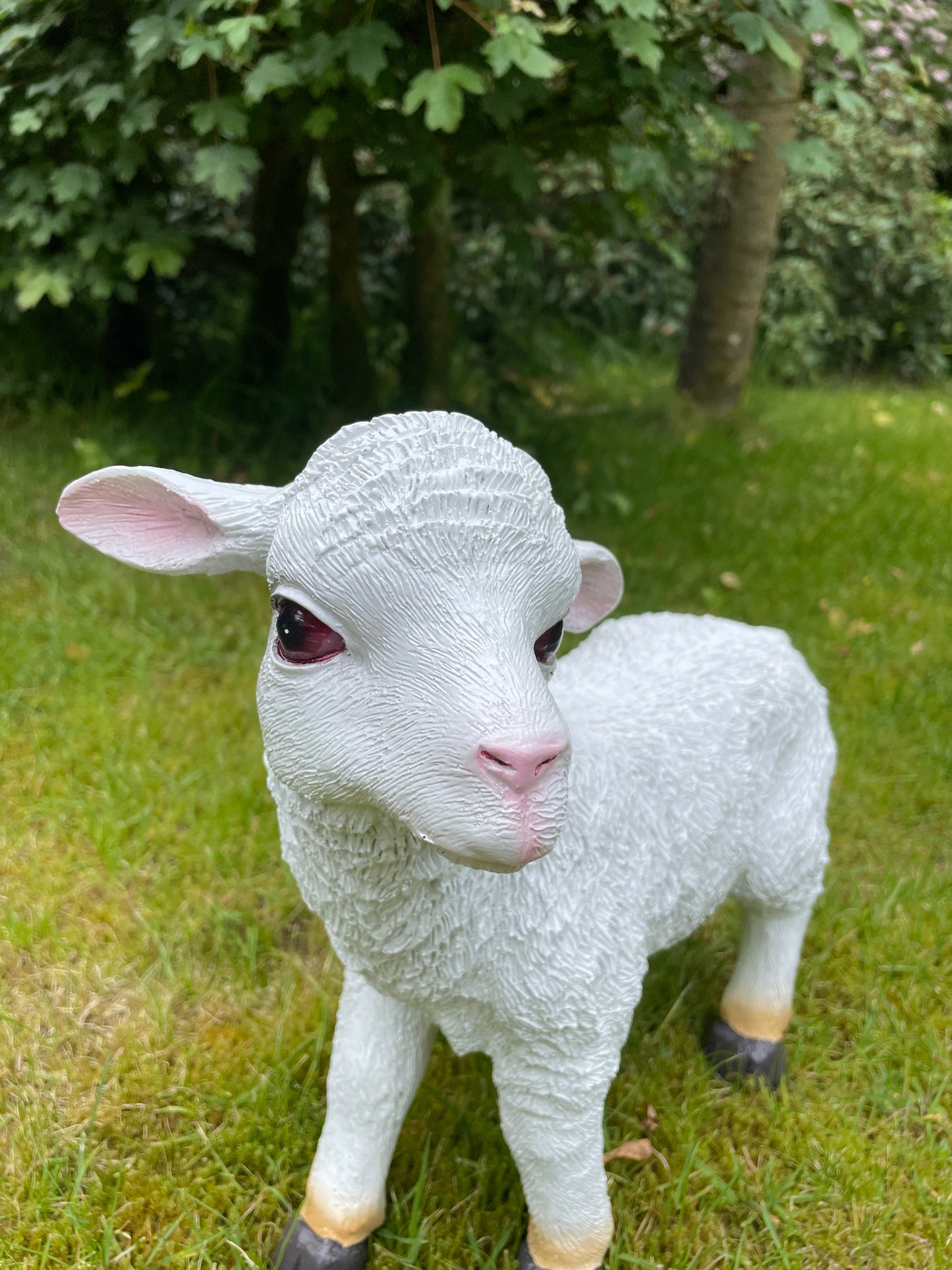 Beeld lammetje wit, tuin, gazon, boerderij  35cm