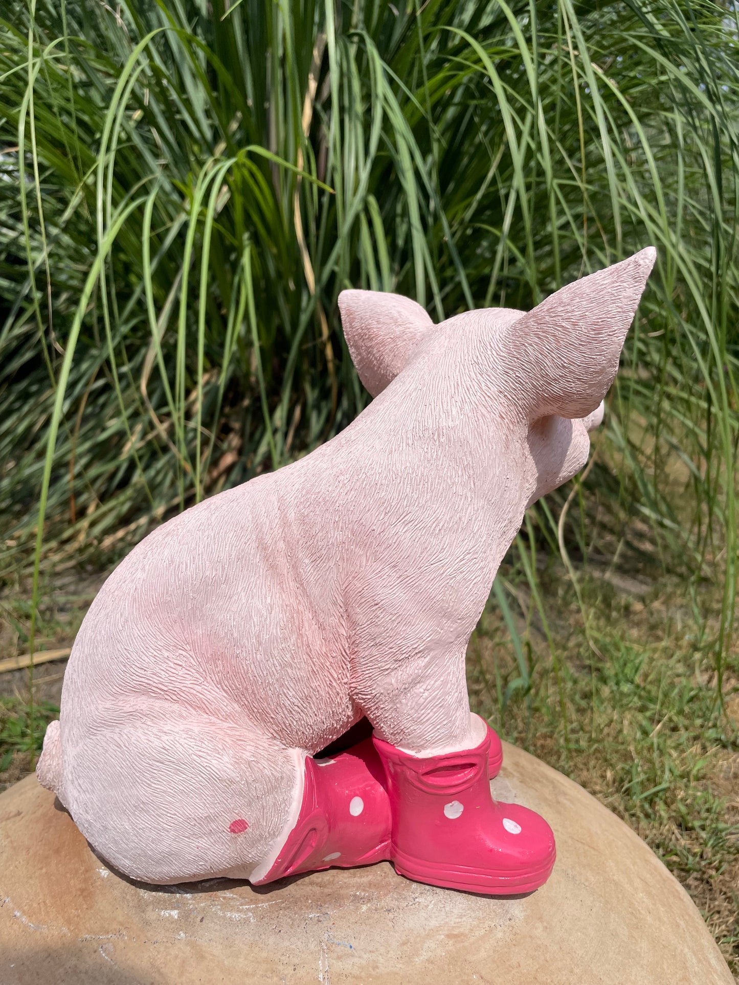 Varken laarsjes zittend, kinder, babykamer fuchsia 25cm